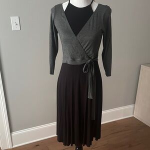 NWT Bailey 44 Gray and Black Wrap Dress